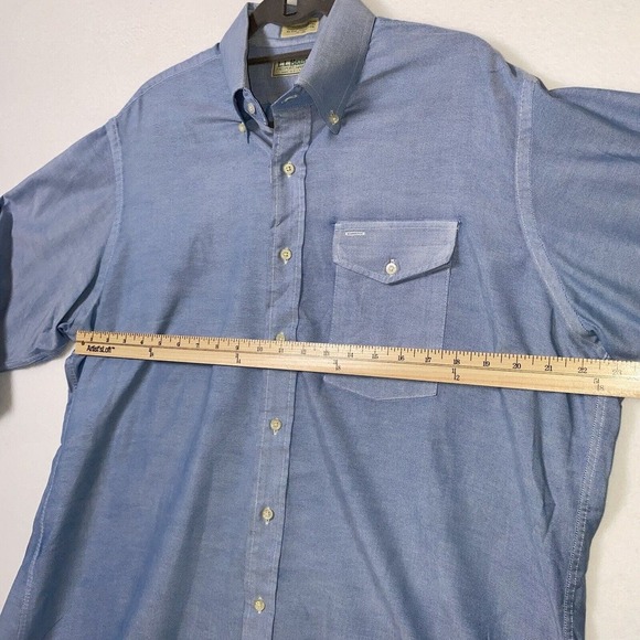 Vintage American LL Bean Men 17-35 Single Needle Tailoring Blue Button Down - Picture 7 of 14